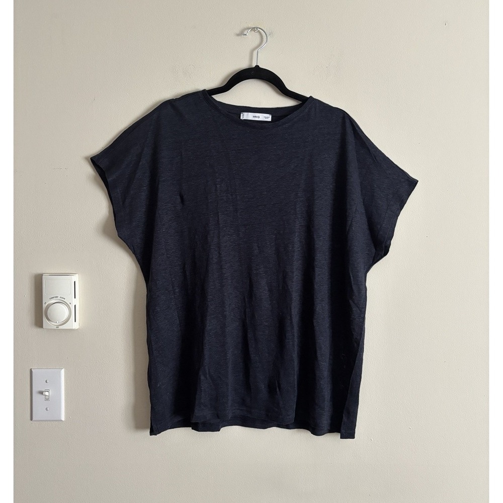 Mango Black Short Sleeve Boxy Tee